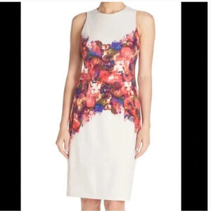 women's Maggy London colorful floral / paint splatter sleeveless dress size 10